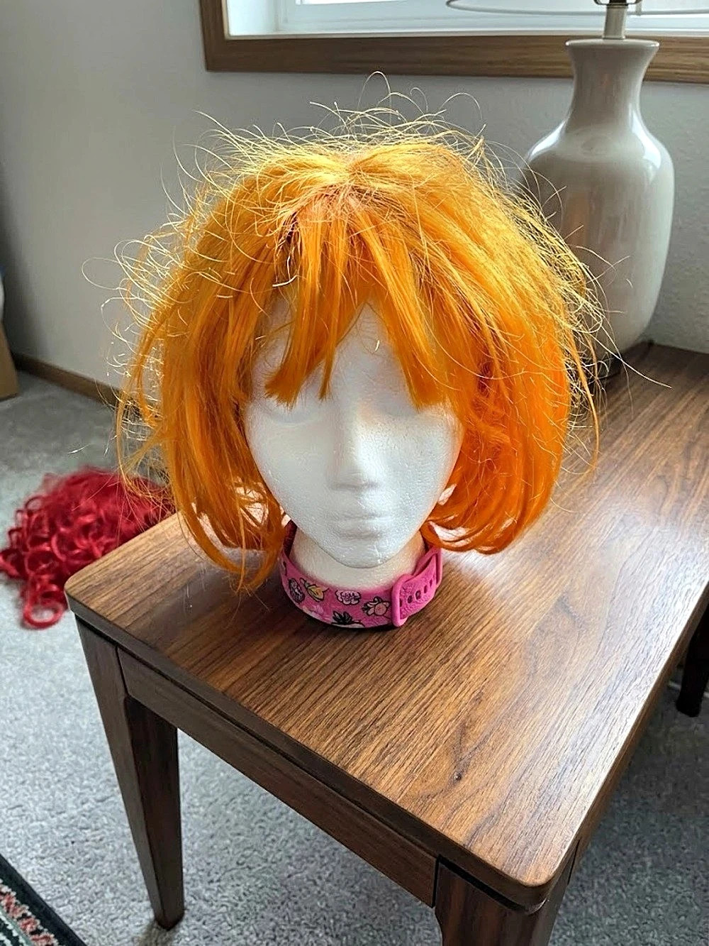 Orange Synthetic-Style Wig for Halloween